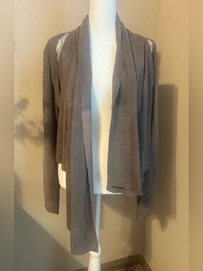 Haute Hippie Suede Lace Waterfall Jacket Greige Size L Retail $395